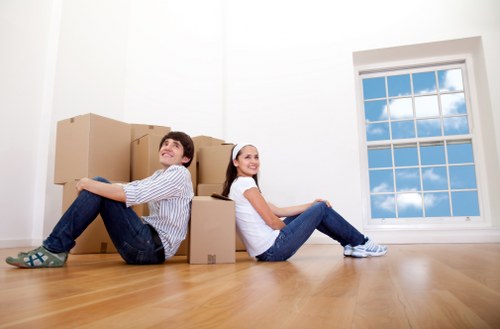 Packed boxes and furniture ready for house removals